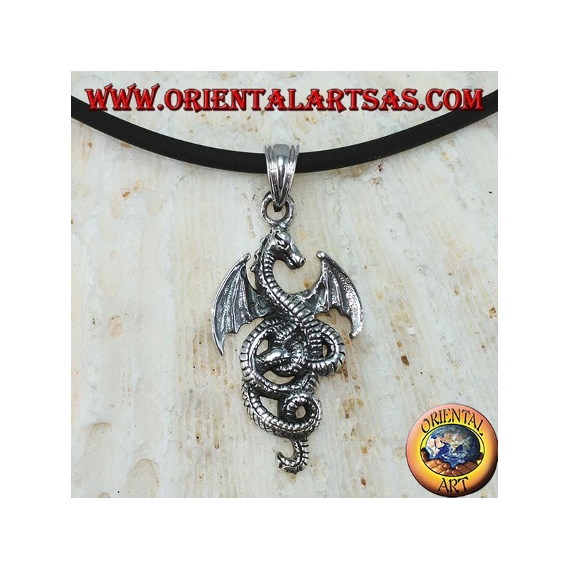 Colgante de plata, basilisco de dragón celta (pequeño)