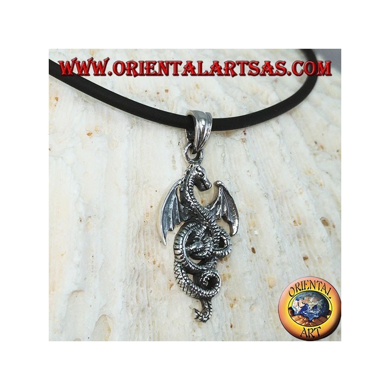 Pendentif en argent, basilic celtique dragon (petit)