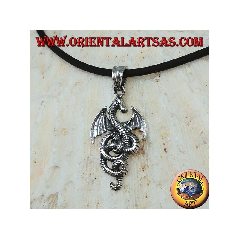 Pendentif en argent, basilic celtique dragon (petit)