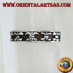 Silberring von Füßen oder Phalanx mit Lilien
