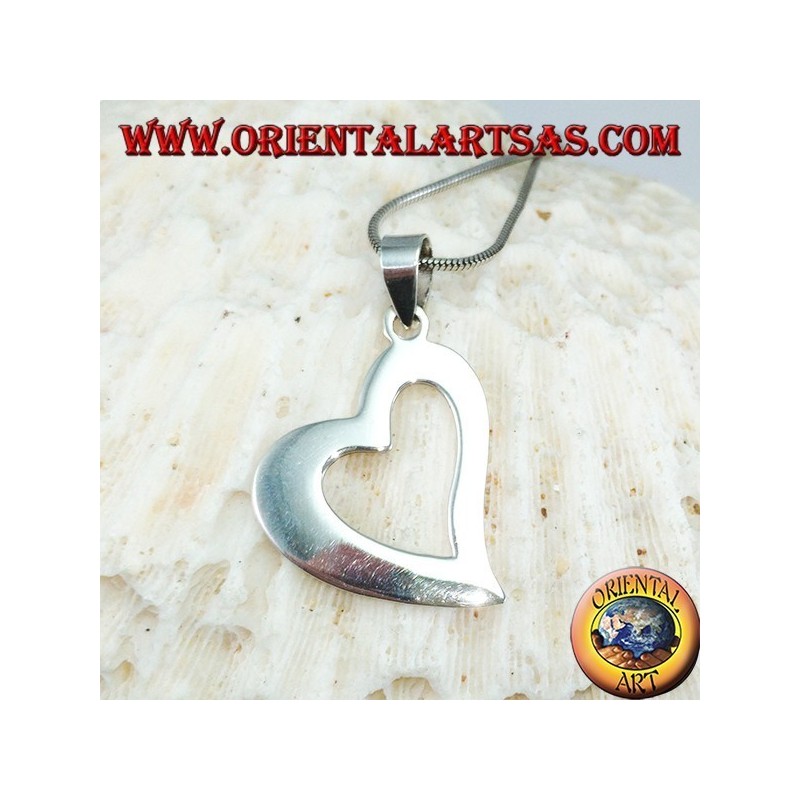Silver heart pierced pendant