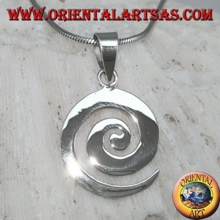 Silver pendant in a flat spiral shape