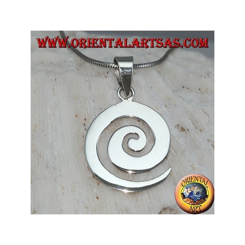 Ciondolo in argento  a forma spirale piatta