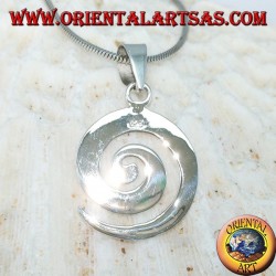 Silver pendant in a flat spiral shape