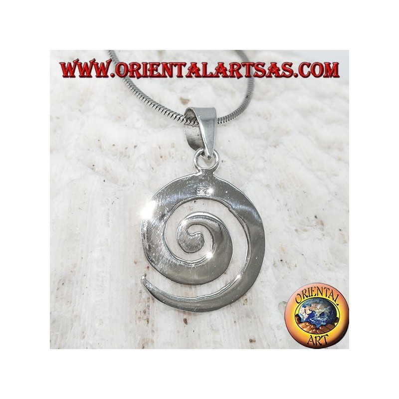 Pendentif en argent en forme de spirale plate