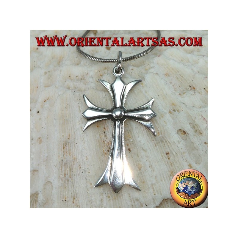 Colgante en cruz católica de plata