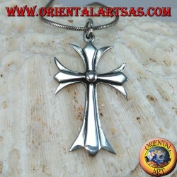 Colgante en cruz católica de plata