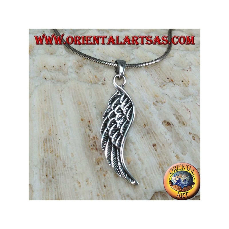 Silver double-sided angel wings pendant (medium)