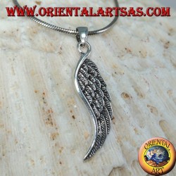 Silberne doppelseitige Engelsflügel Anhänger (mittel)