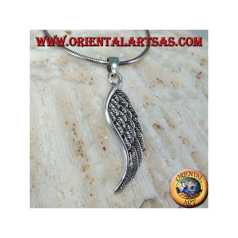 Colgante de alas de ángel de doble cara de plata (medio)