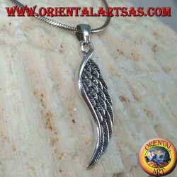 Silver double-sided angel wings pendant (medium)