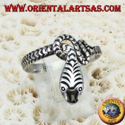 Hand-carved snake-shaped 925 silver ring