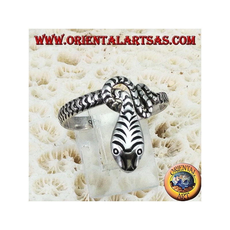 Hand-carved snake-shaped 925 silver ring