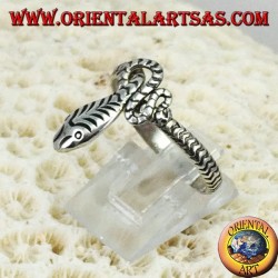 Hand-carved snake-shaped 925 silver ring
