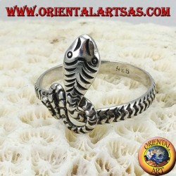 Bague en argent 925 sculptée à la main en forme de serpent