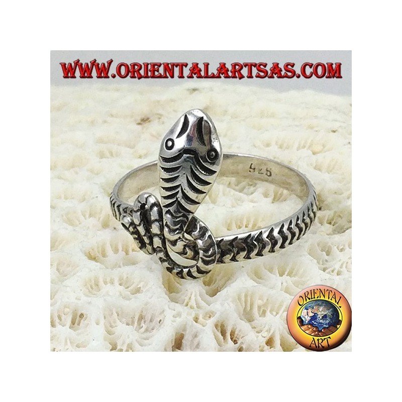 Hand-carved snake-shaped 925 silver ring