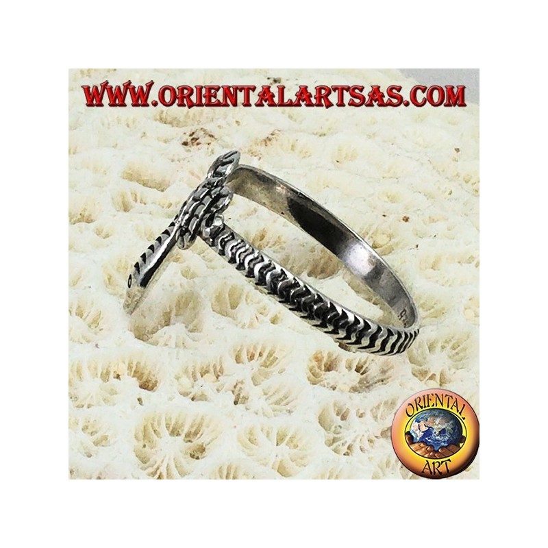 Anello in argento 925 a forma serpente intagliato a mano