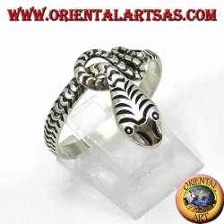 Anillo en plata 925 con forma de serpiente envolvente, liso