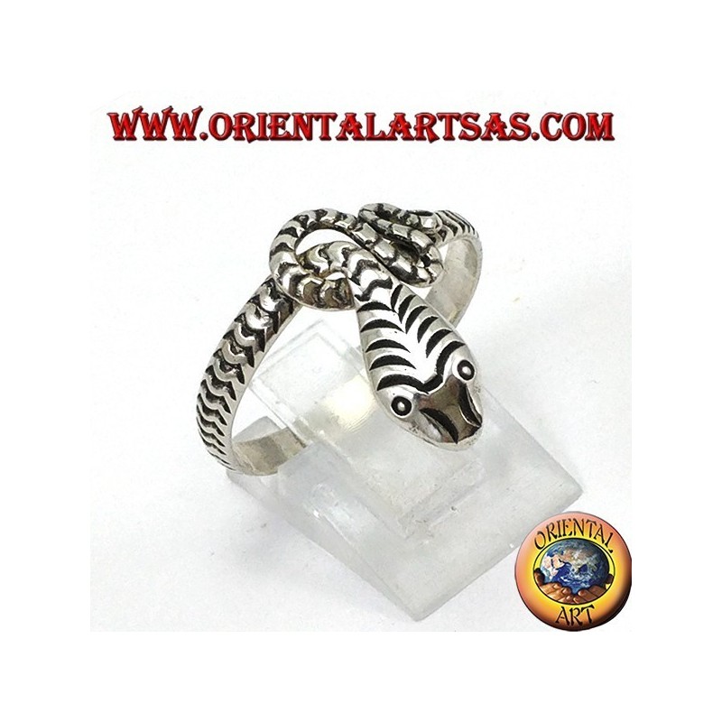 Bague en argent 925 sculptée à la main en forme de serpent