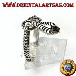 Anillo en plata 925 con forma de serpiente envolvente, liso