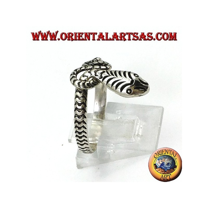 Bague en argent 925 sculptée à la main en forme de serpent