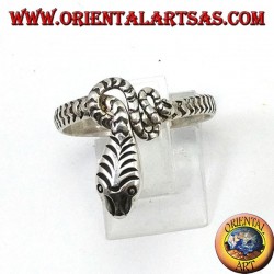 Anillo en plata 925 con forma de serpiente envolvente, liso