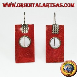 Pendientes de plata con madrepora rectangular y agujero redondo