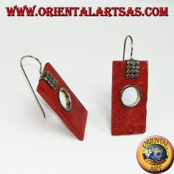 Pendientes de plata con madrepora rectangular y agujero redondo