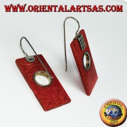 Pendientes de plata con madrepora rectangular y agujero redondo