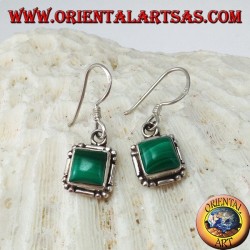 Boucles d'oreilles en argent avec cabochon carré de malachite