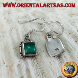 Pendientes de plata con cabujón cuadrado de malaquita