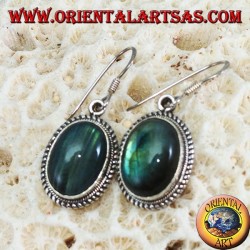 Pendientes de plata con gran labradorita oval