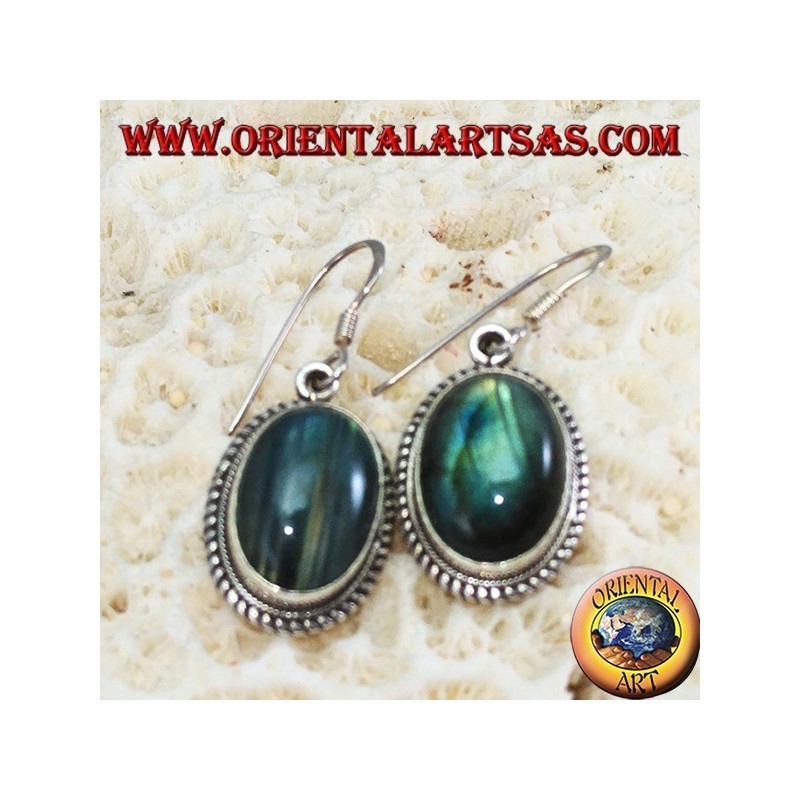 Orecchini in argento con Labradorite ovale grande