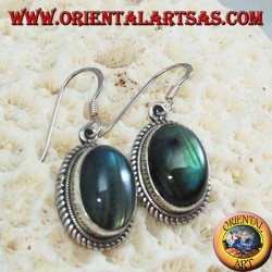 Pendientes de plata con gran labradorita oval