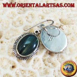 Boucles d'oreilles en argent avec grande Labradorite ovale
