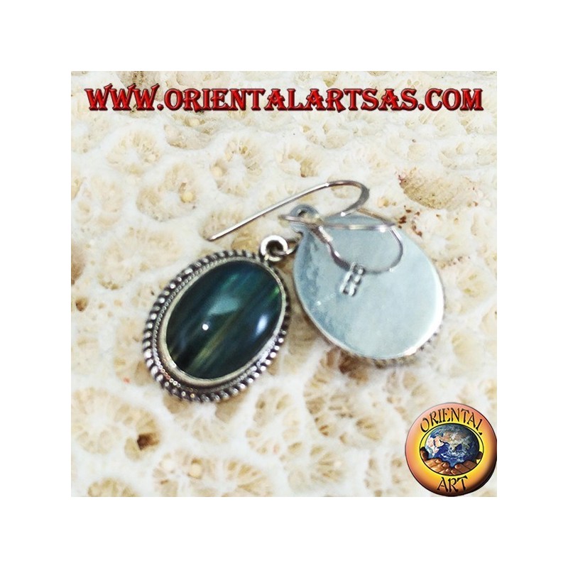 Pendientes de plata con gran labradorita oval