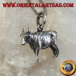 Dreidimensionaler Stier Silber Anhänger
