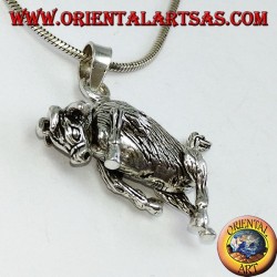 Pendentif en taureau en trois dimensions mobile argent déplace les jambes et la tête