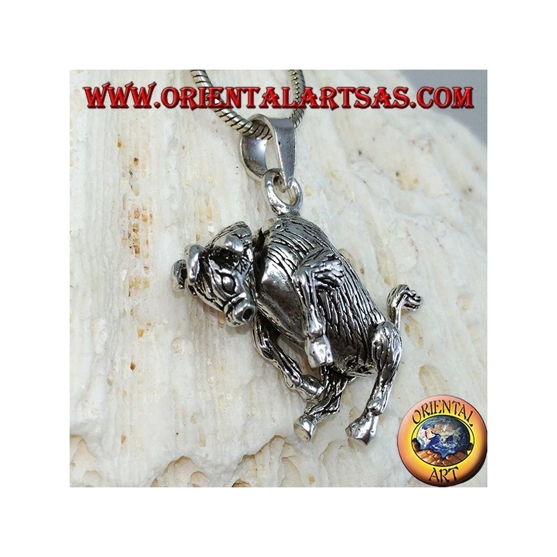 Pendentif en taureau en trois dimensions mobile argent déplace les jambes et la tête