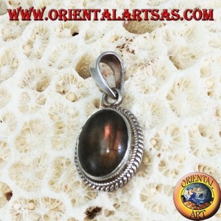 Pendentif en argent 925 avec labradorite ovale en cabochon