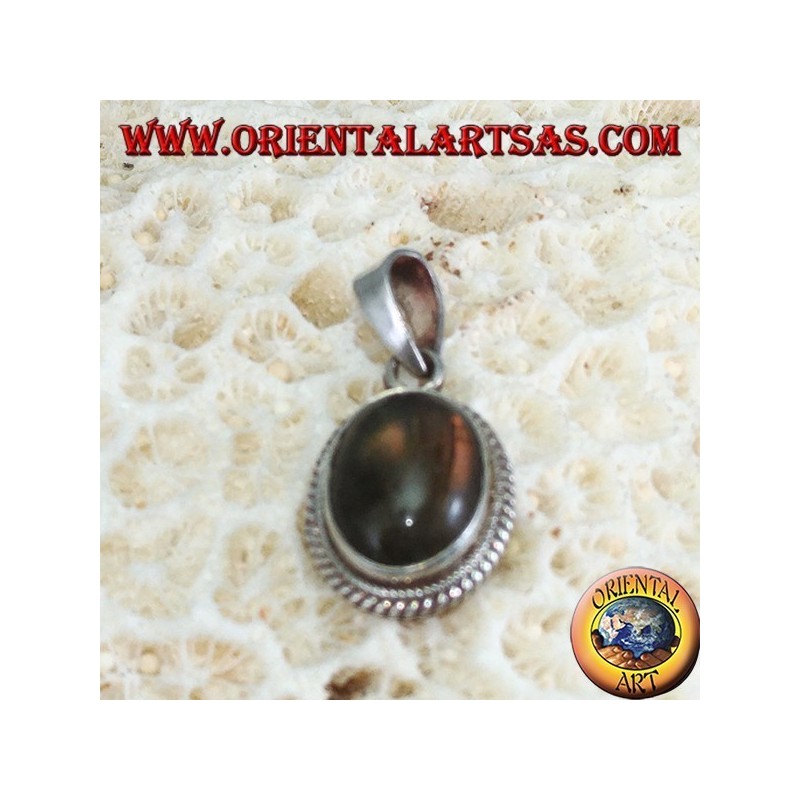 Anhänger aus 925er Silber mit ovalem Cabochon Labradorit