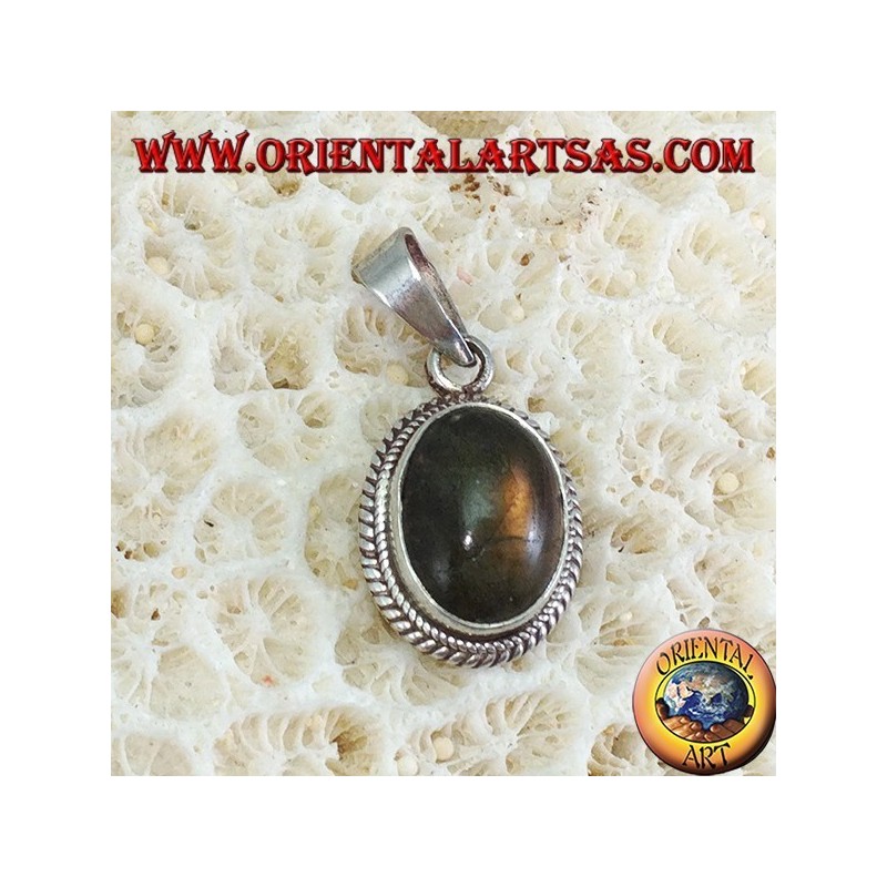 Colgante en plata 925 con labradorita de cabujón oval