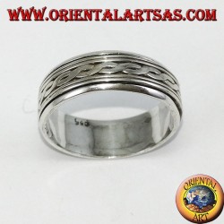 Silver loop ring Antistress swivel with two interwoven central threads