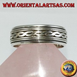 Silver loop ring Antistress swivel with two interwoven central threads