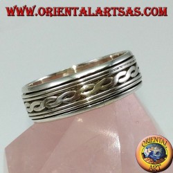 Silver loop ring Antistress swivel with two interwoven central threads