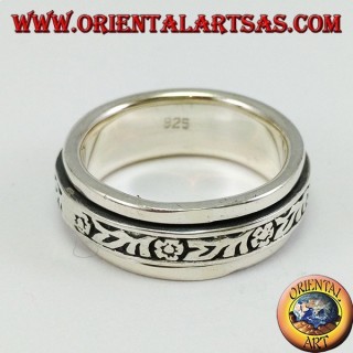 Anello fedina in argento Girevole antistress floreale