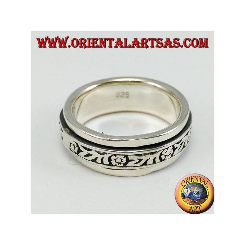 Anello fedina in argento Girevole antistress floreale