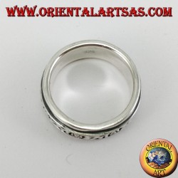 Anillo de bodas de plata. Giratorio floral antiestrés