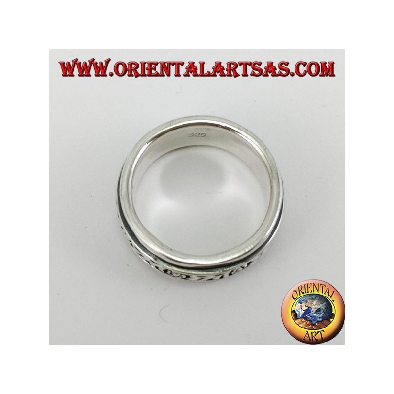 Anillo de bodas de plata. Giratorio floral antiestrés