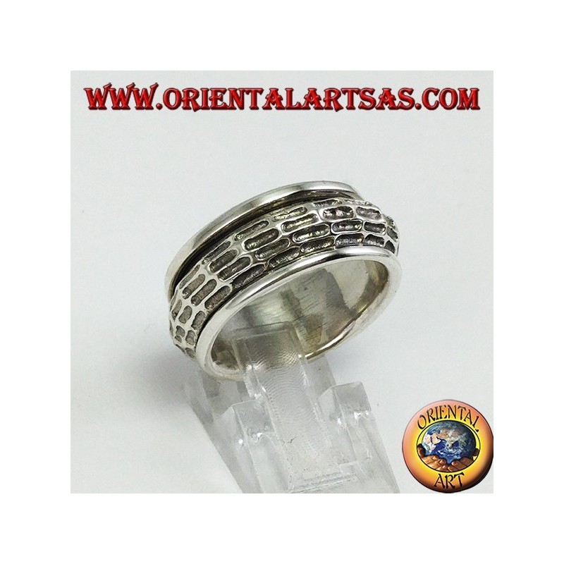 Bague en argent antistress Convex tourbillonnant et sculpté
